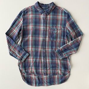Treasure & Bond Boyfriend Button Up Shirt S Blue Plaid